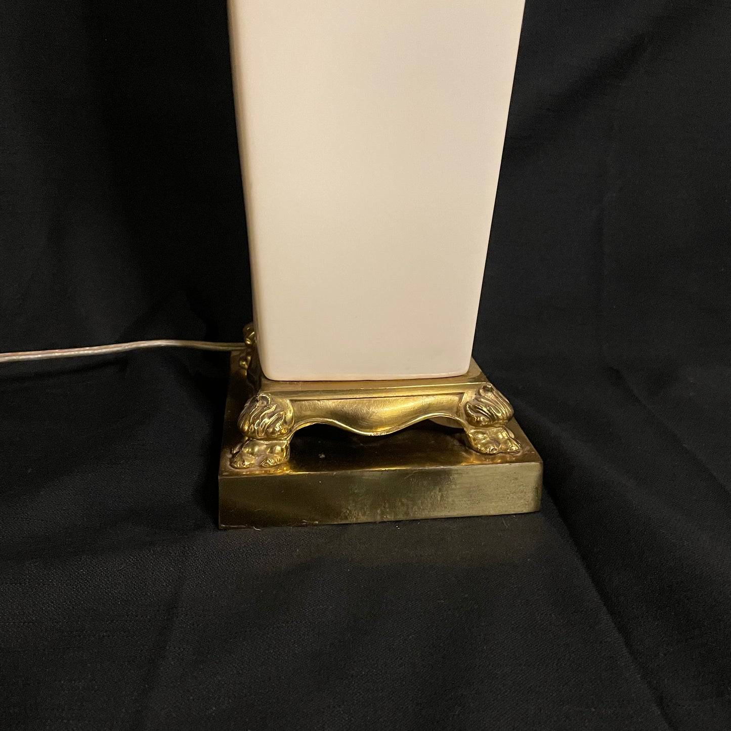 White Porcelain Lamp with Brass Detail