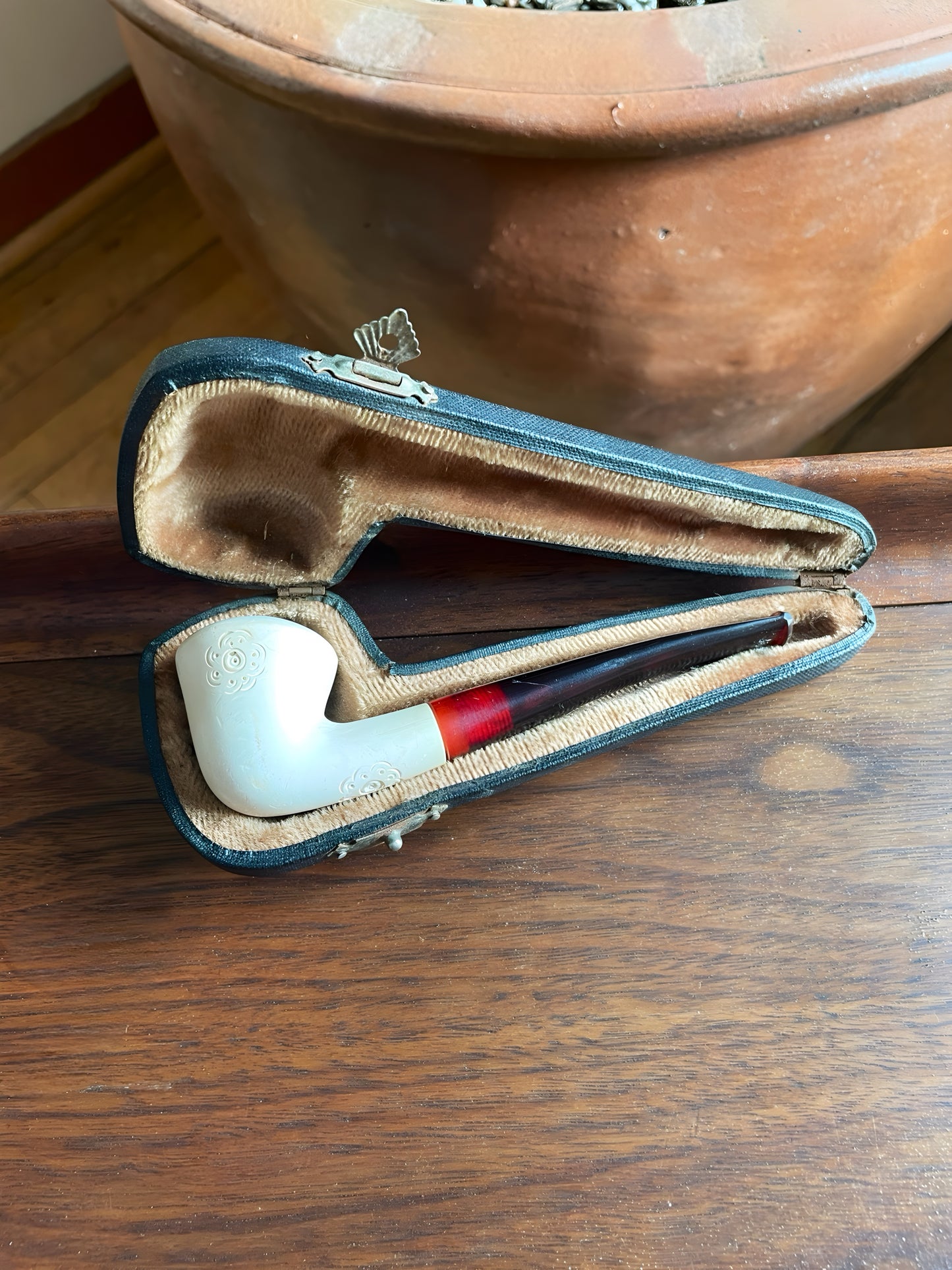 Meerschaum Smoking Pipe, Case, and Tool