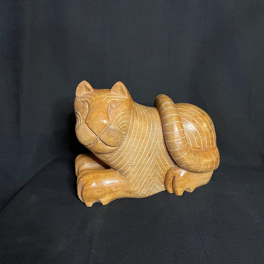 Hand Carved Solid Teak Cat with Secret Compartment