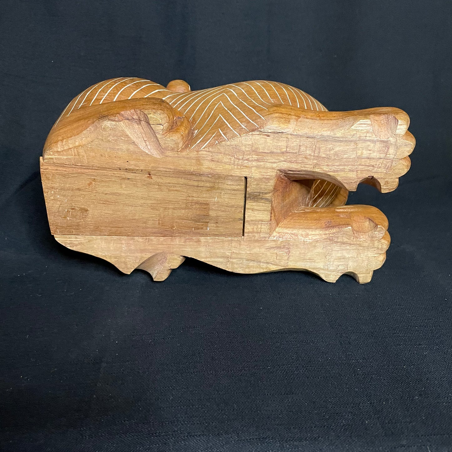 Hand Carved Solid Teak Cat with Secret Compartment