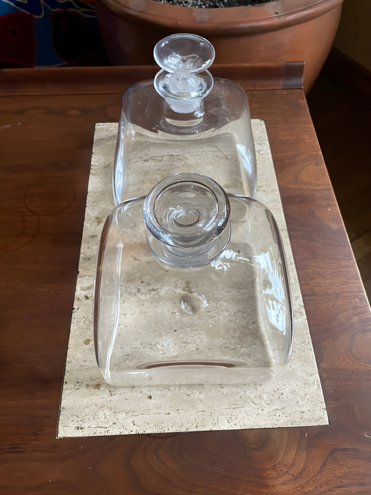 Handmade Glass Decanter Pair