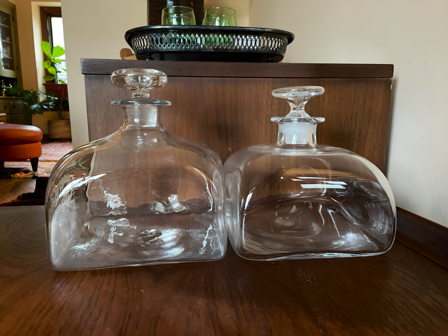 Handmade Glass Decanter Pair