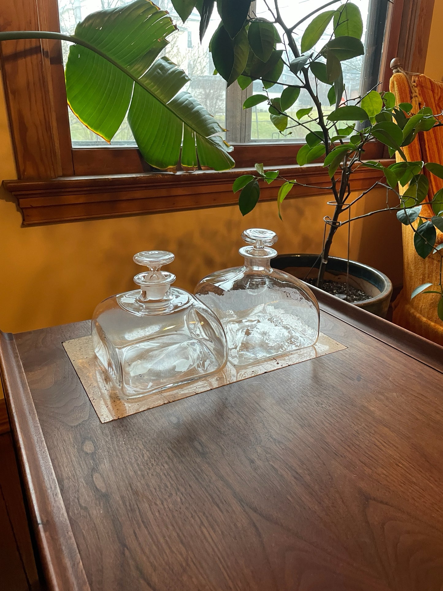 Handmade Glass Decanter Pair