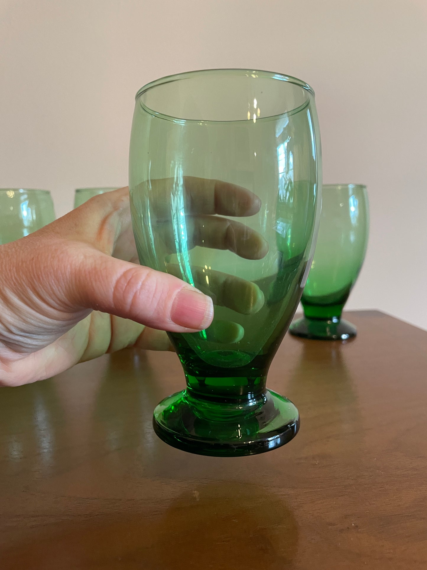 Set of Four Forest Green Goblets