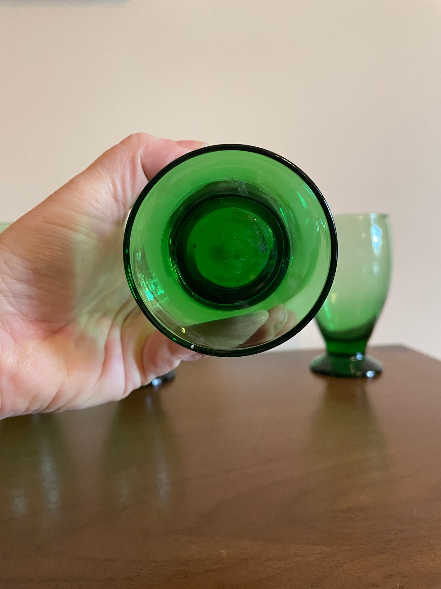 Set of Four Forest Green Goblets