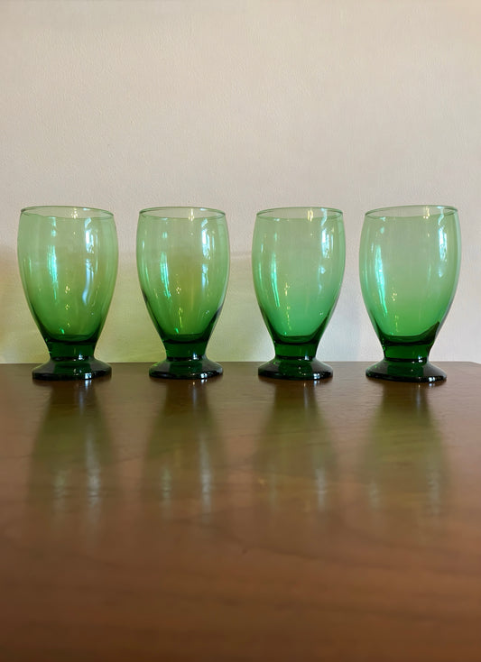 Set of Four Forest Green Goblets