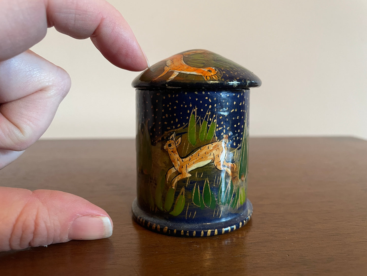 Lidded Leaping Gazelle Trinket Box