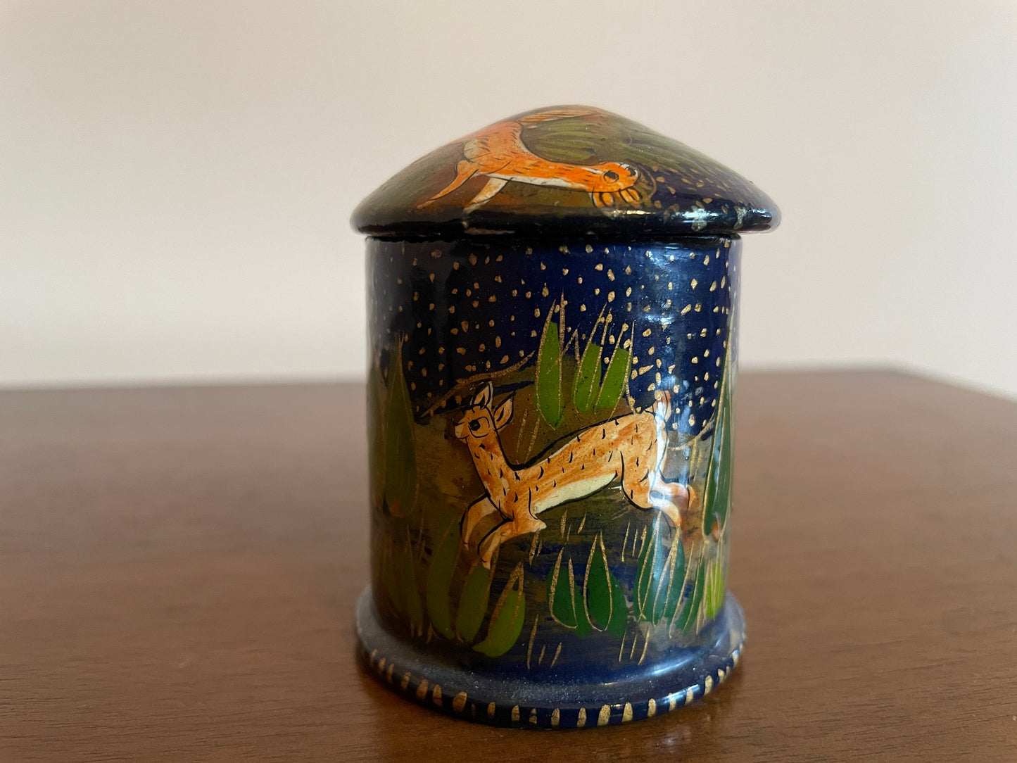 Lidded Leaping Gazelle Trinket Box