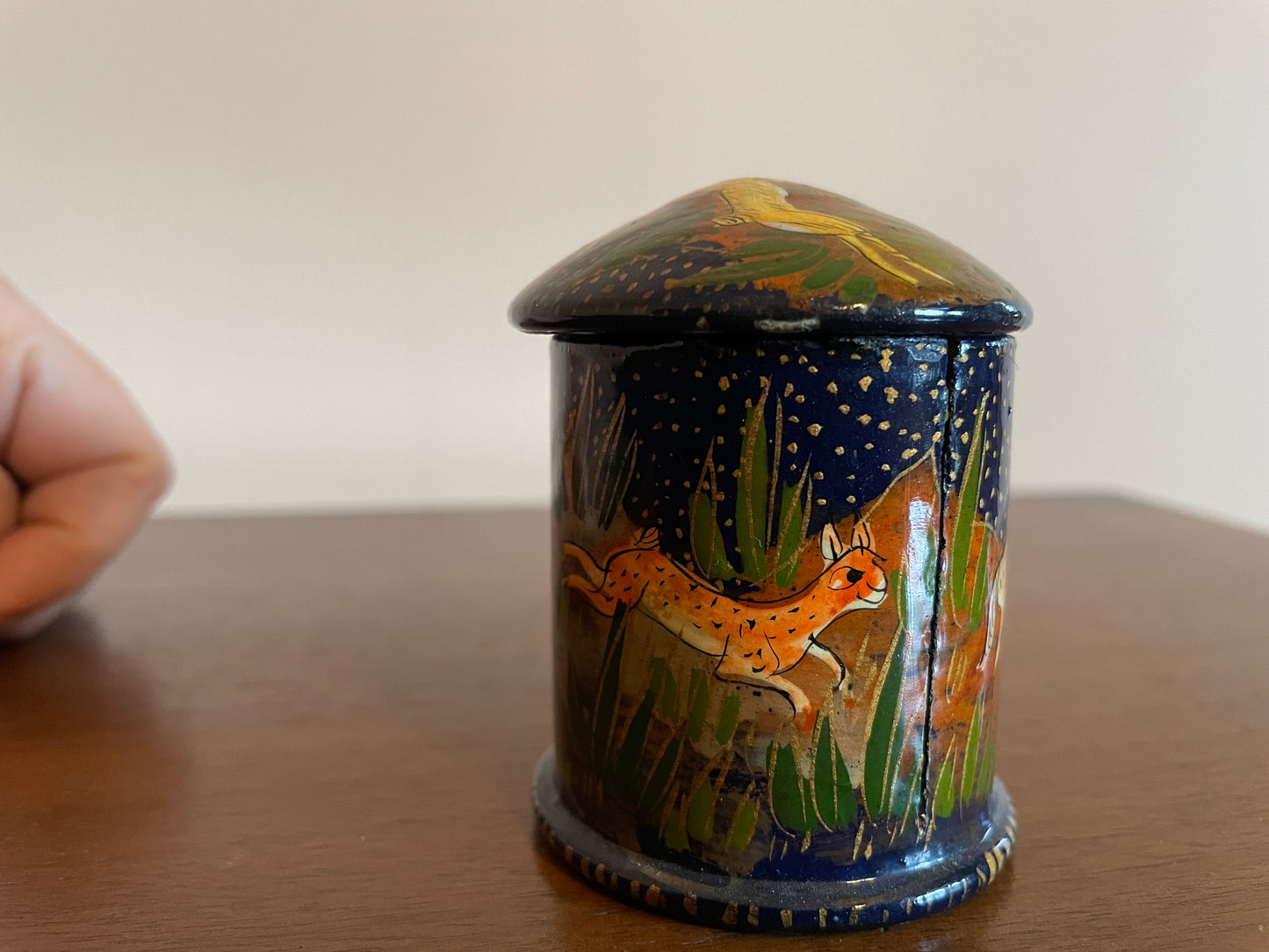 Lidded Leaping Gazelle Trinket Box