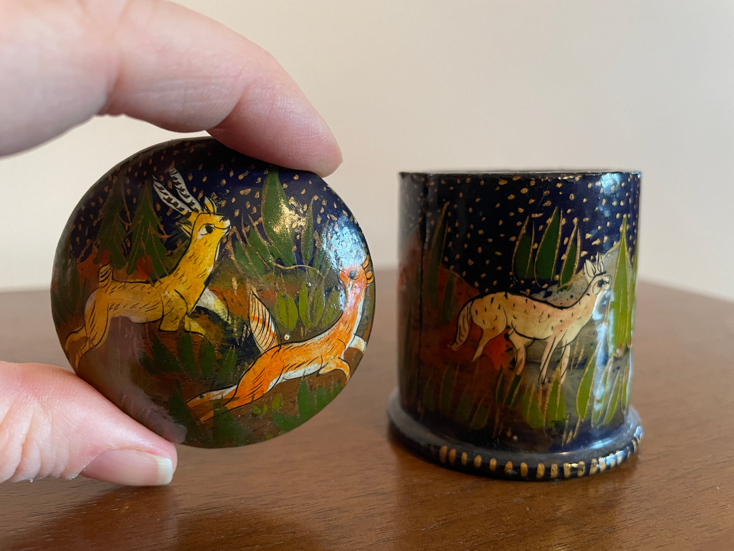 Lidded Leaping Gazelle Trinket Box