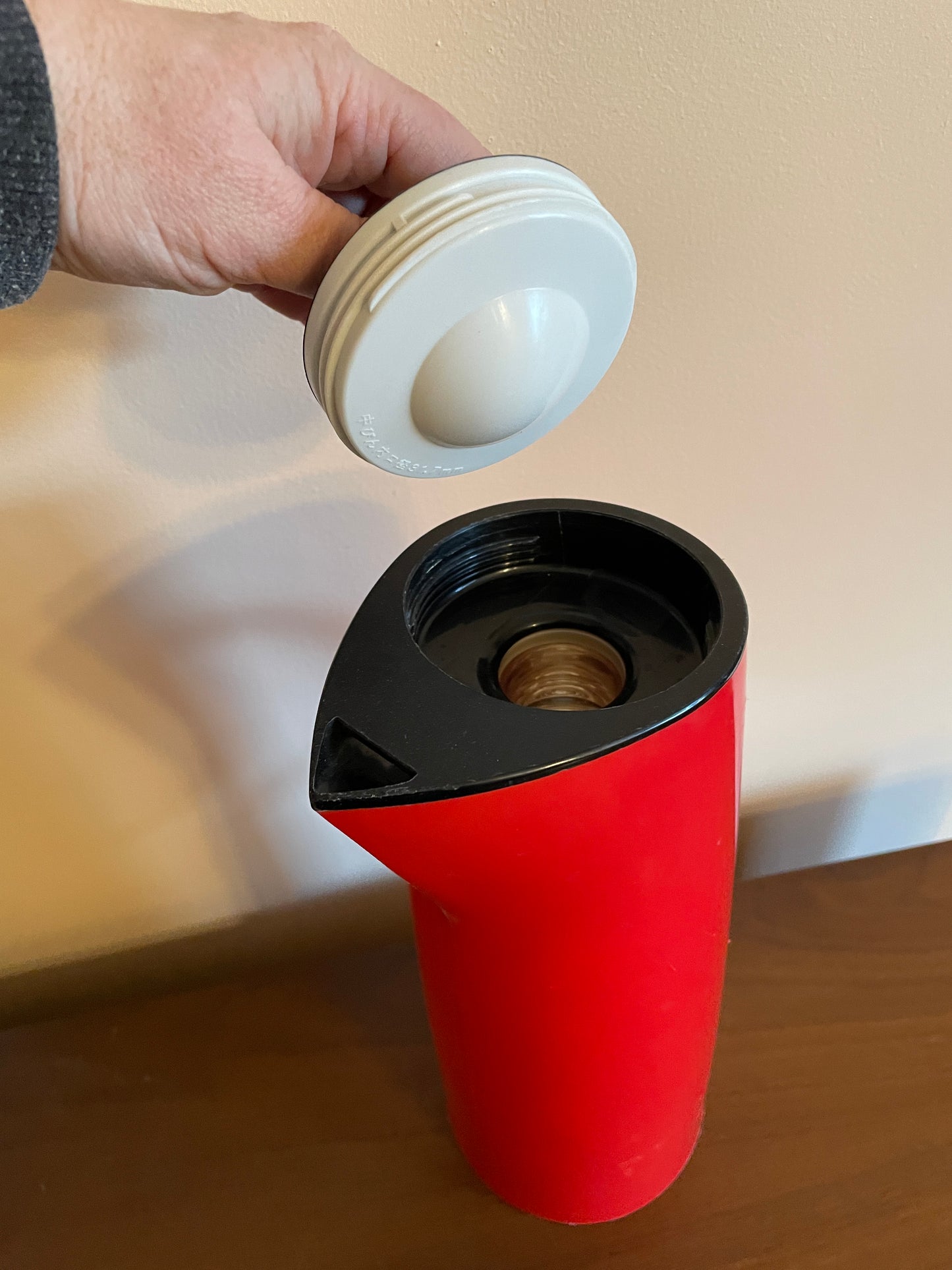 Red Plastic Mikasa Thermos