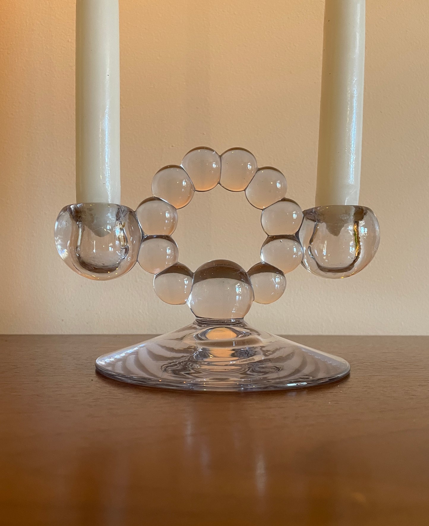 Pair of Glass Candleholders