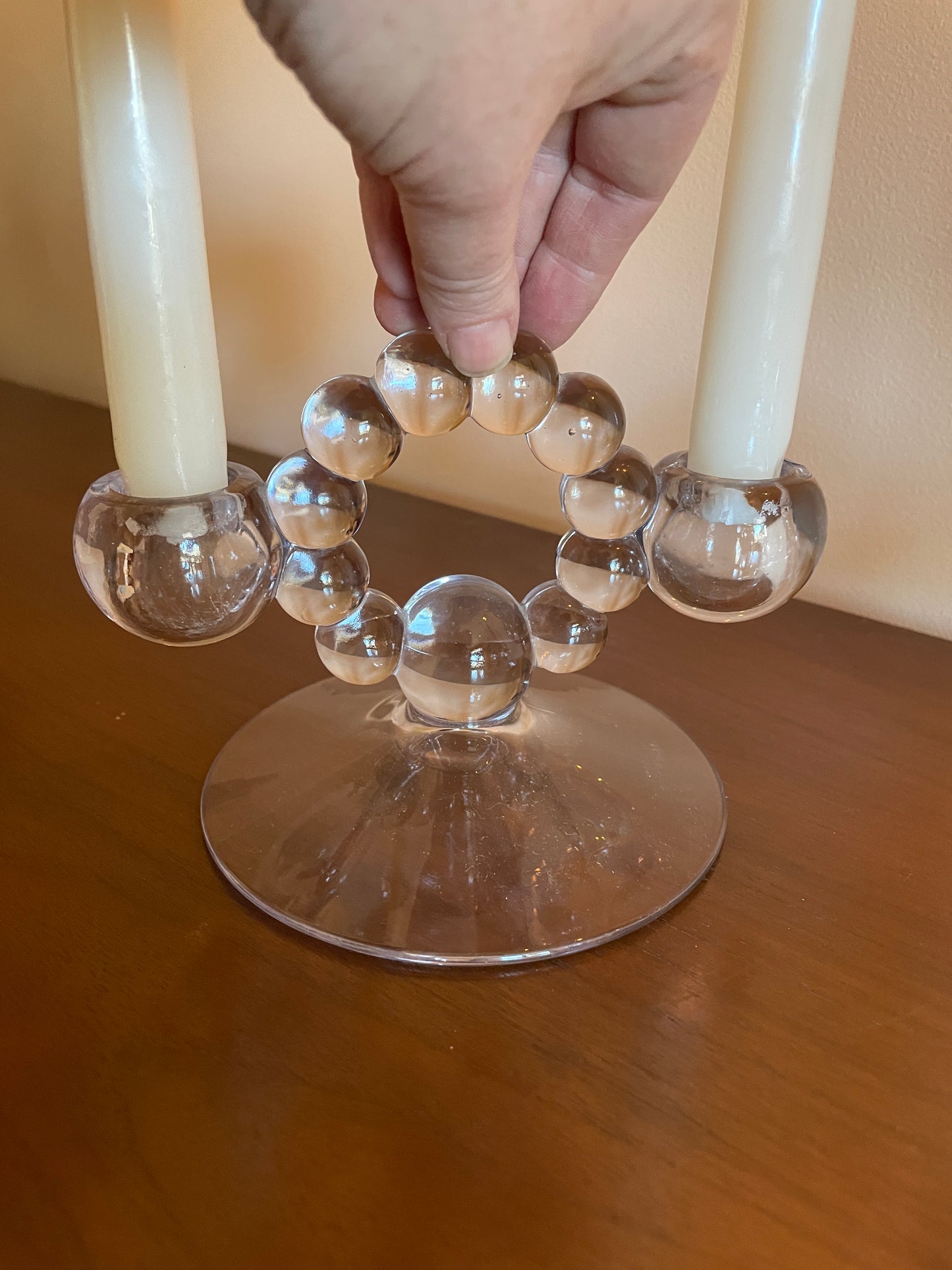 Pair of Glass Candleholders