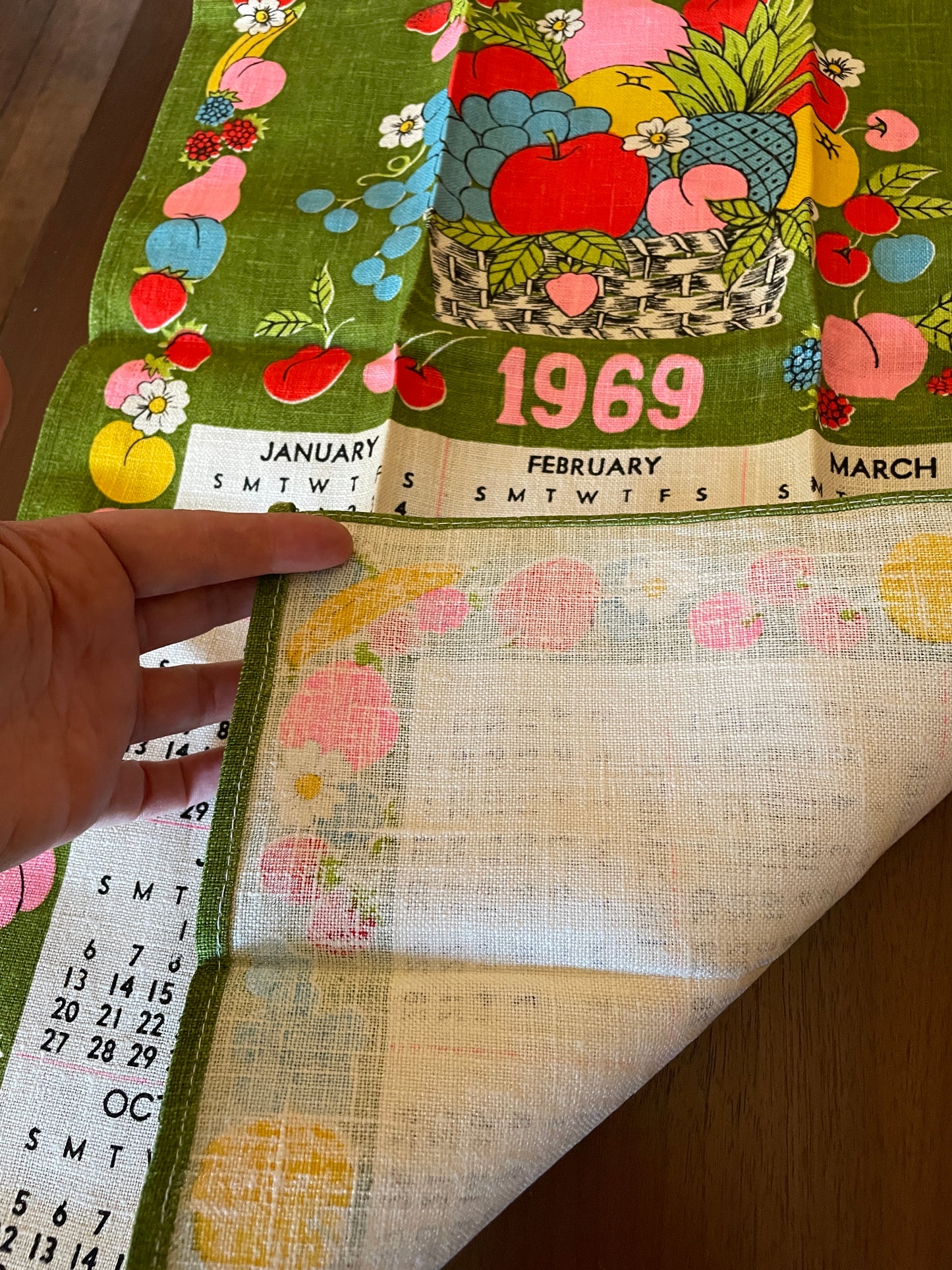 1969 Peace and Plenty Calendar Tea Towel