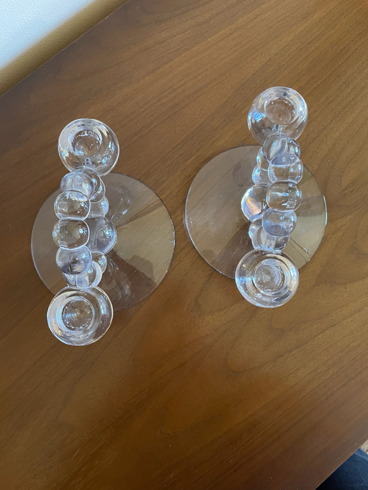 Pair of Glass Candleholders