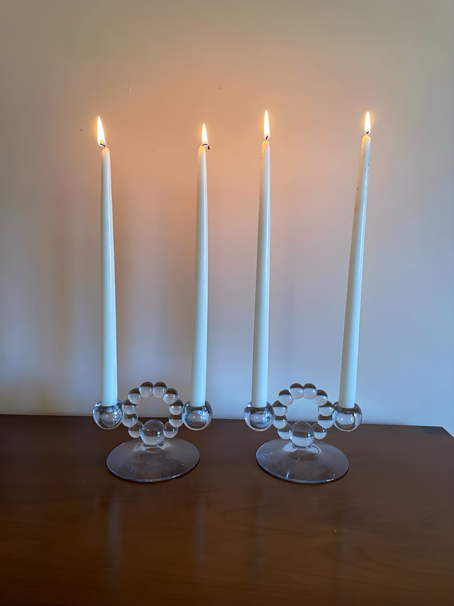 Pair of Glass Candleholders