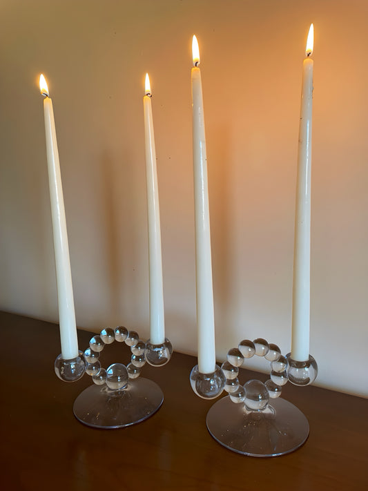 Pair of Glass Candleholders