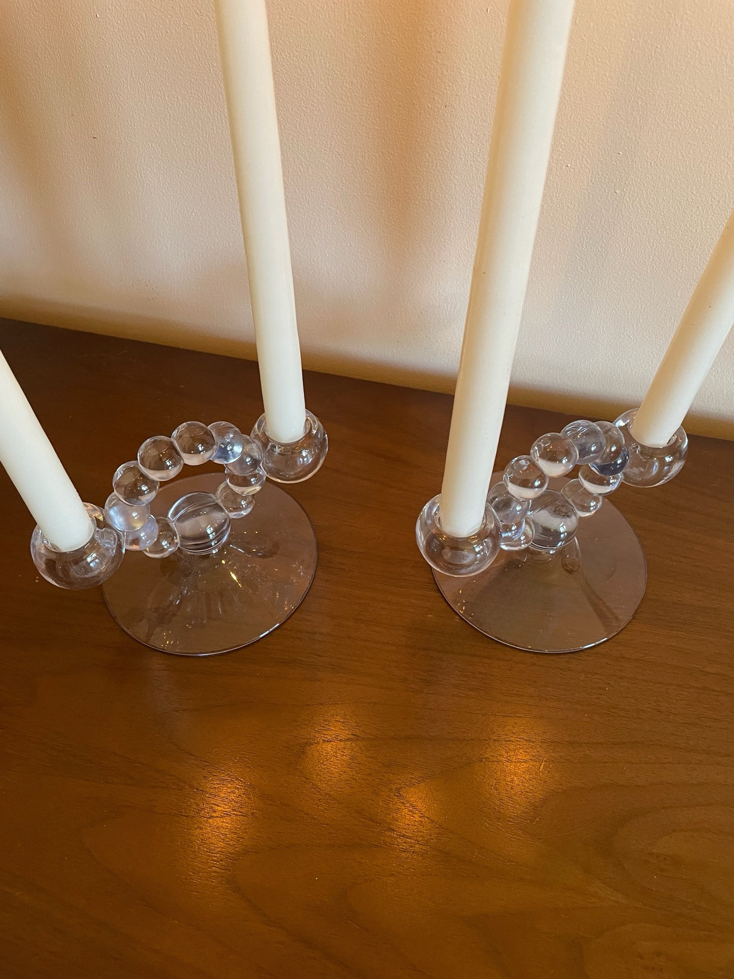 Pair of Glass Candleholders