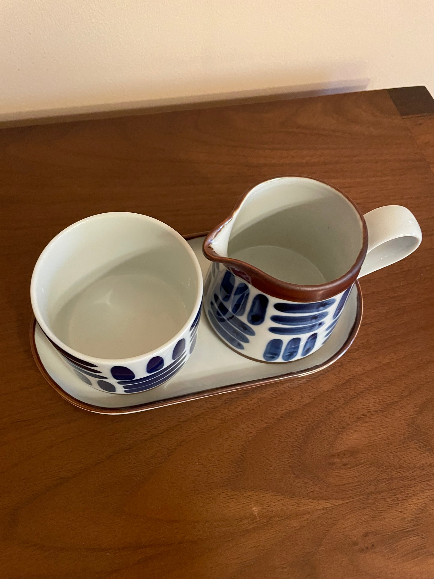 Dansk Herringbone Creamer & Sugar Bowl with Tray