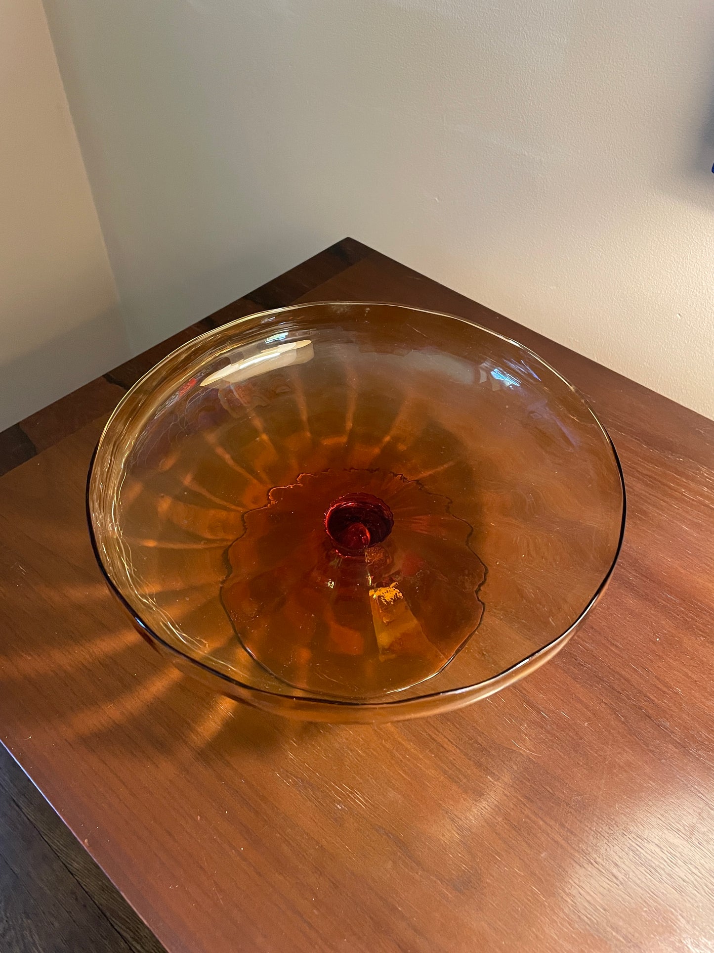 Amber Glass Compote Bowl