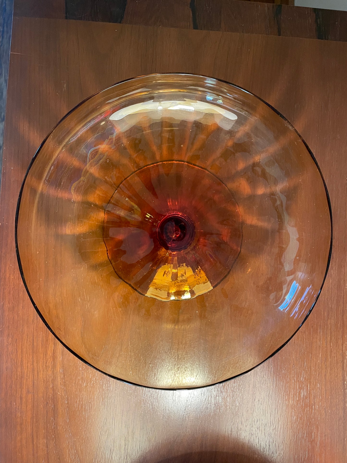 Amber Glass Compote Bowl