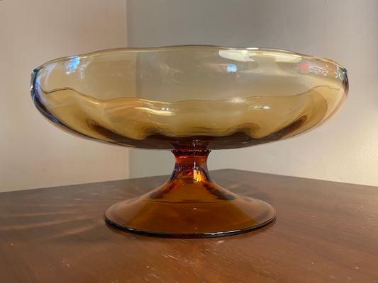 Amber Glass Compote Bowl