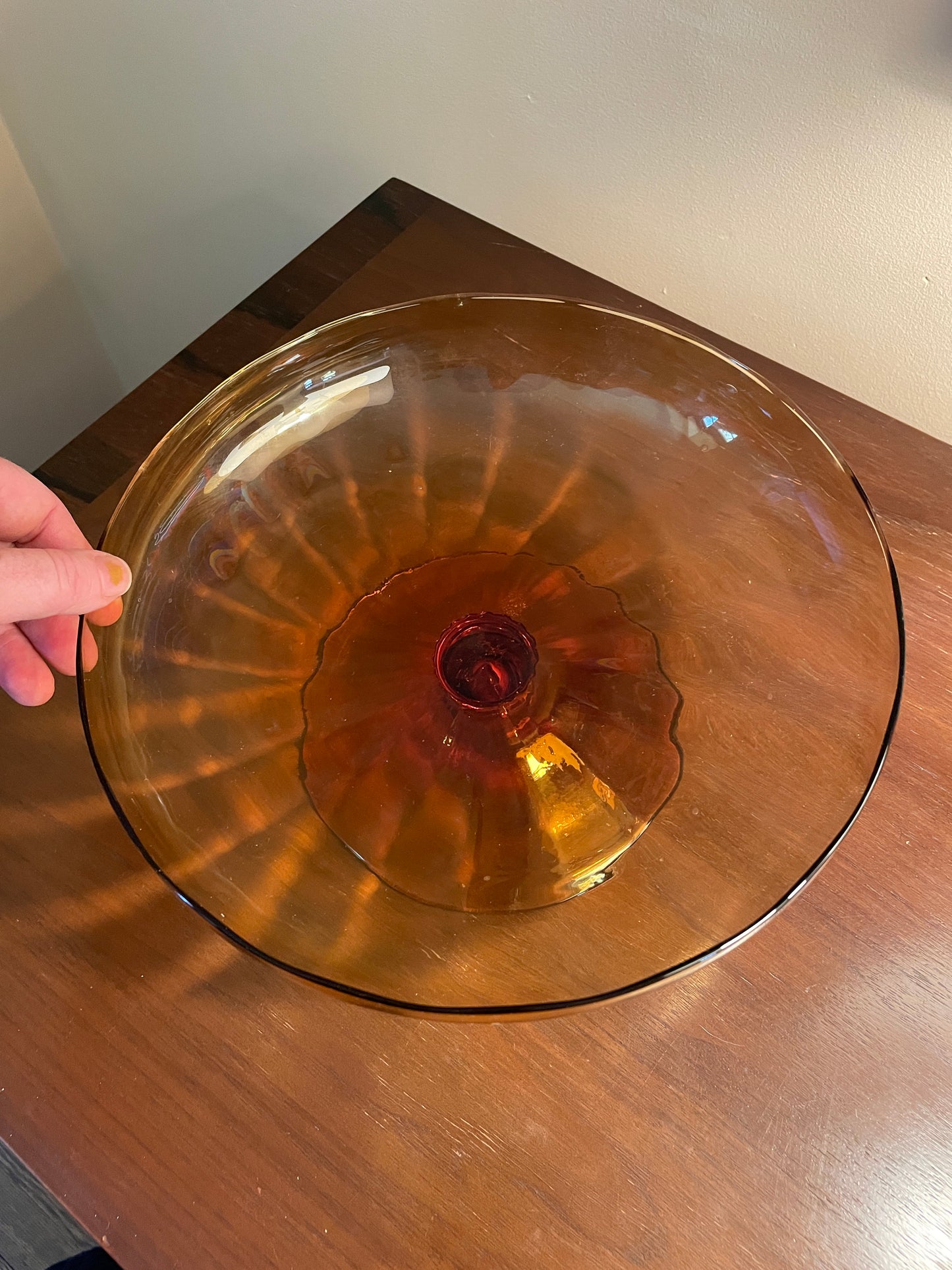 Amber Glass Compote Bowl