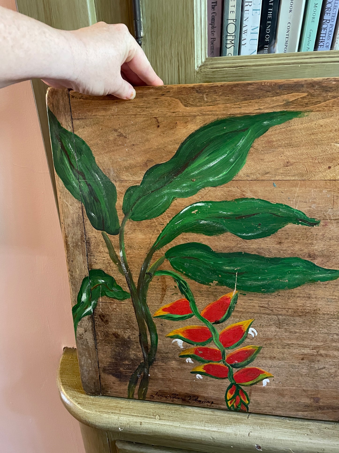 Hand-Painted Tropical Floral on Wood