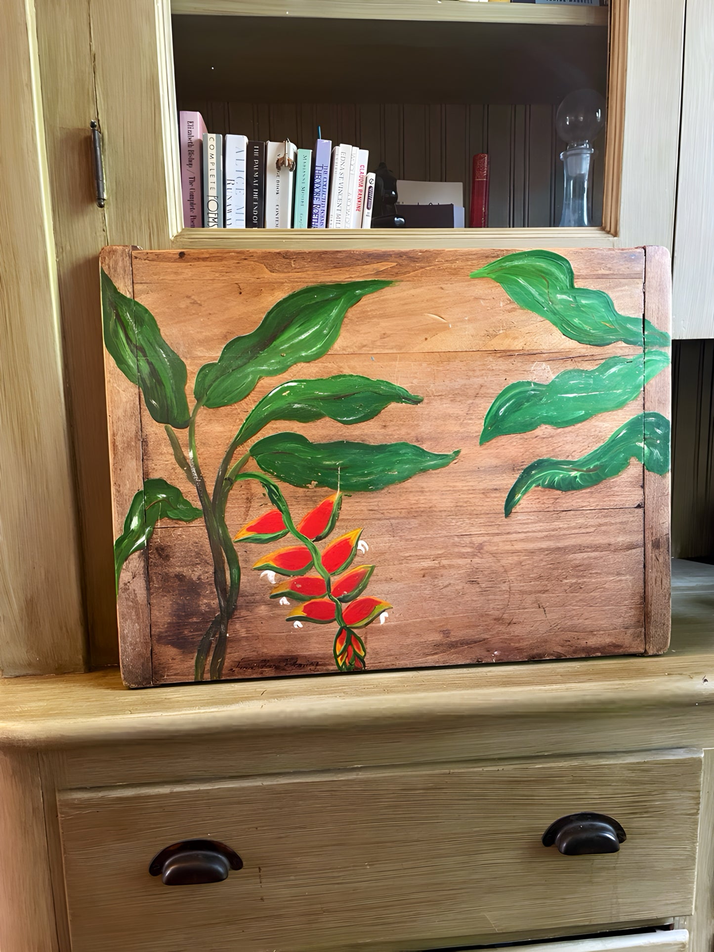 Hand-Painted Tropical Floral on Wood