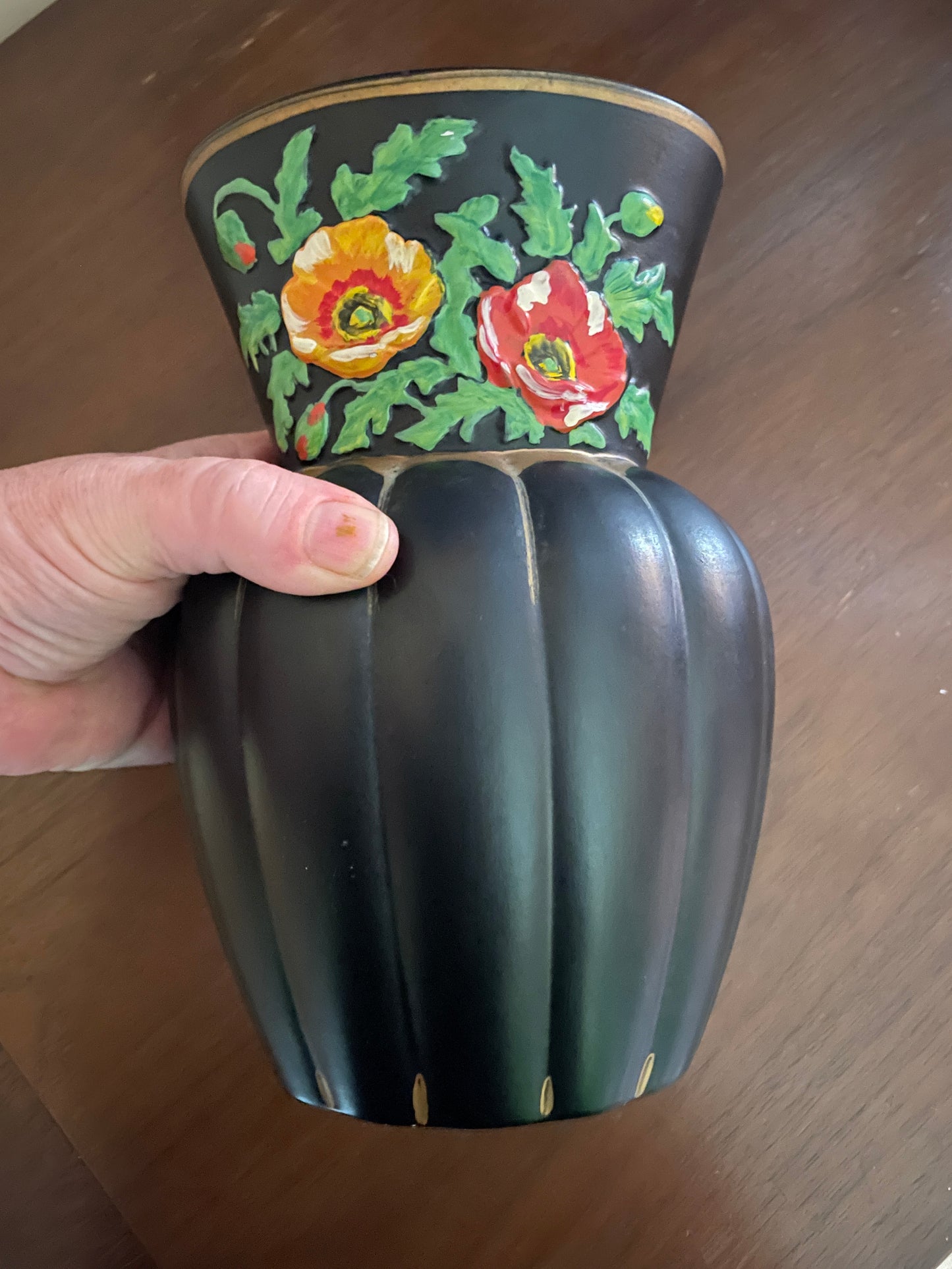 Brentleigh Ware Floral Black Vase