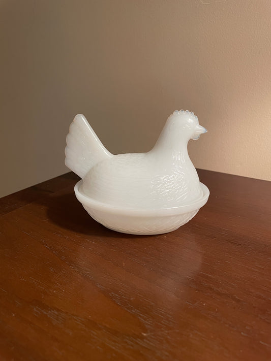 Milk Glass Nesting Hen