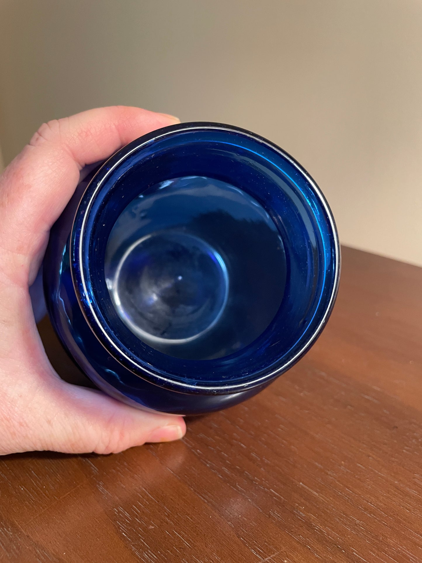 Small Round Blue Glass Vase