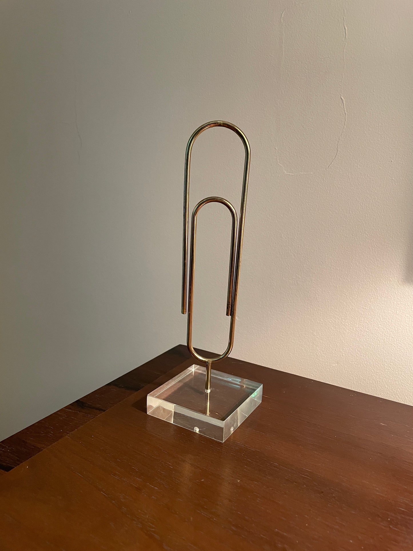 Jumbo Brass Paperclip on Lucite Base