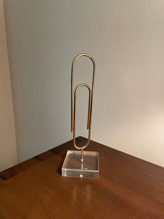 Jumbo Brass Paperclip on Lucite Base