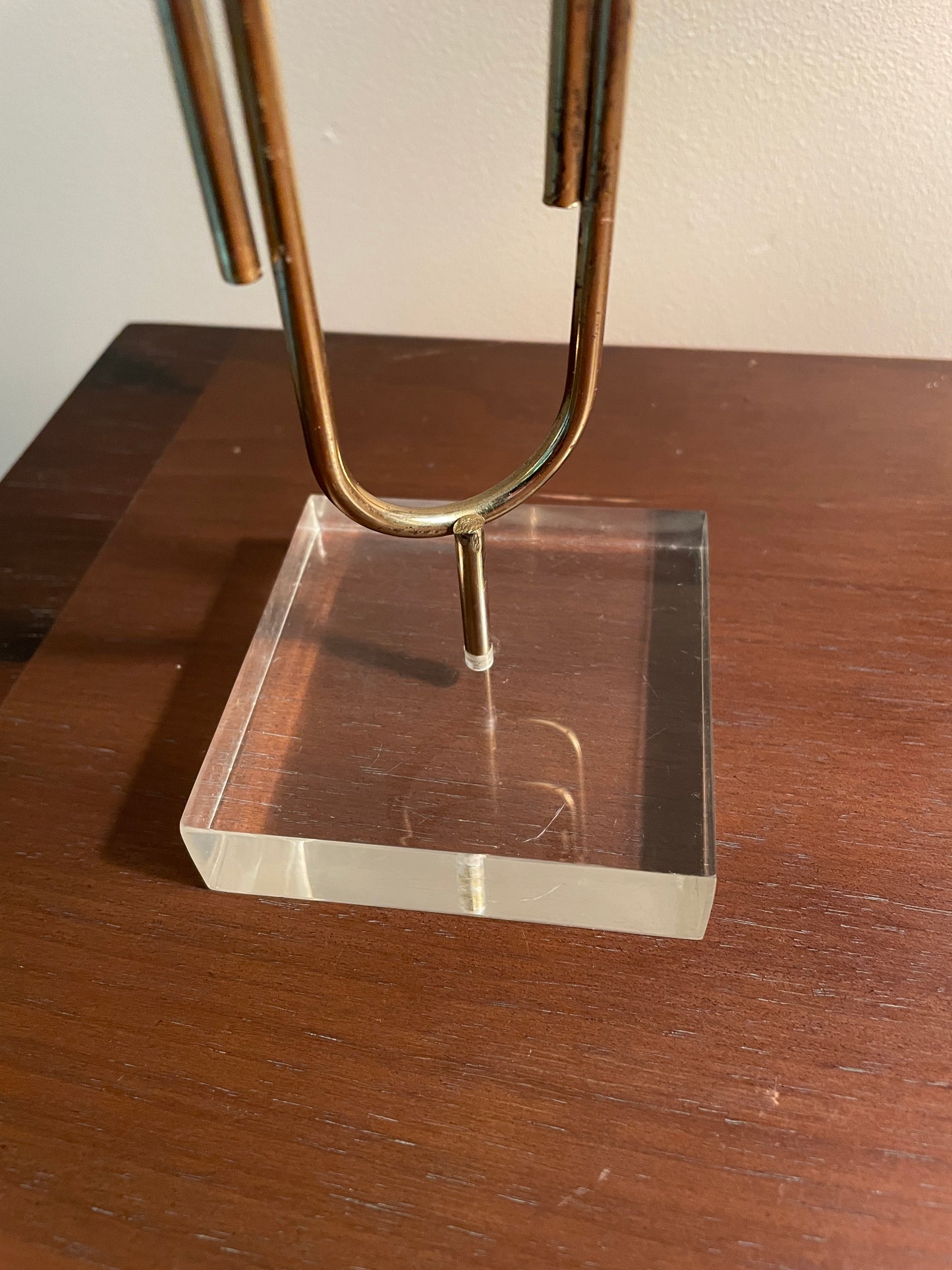 Jumbo Brass Paperclip on Lucite Base