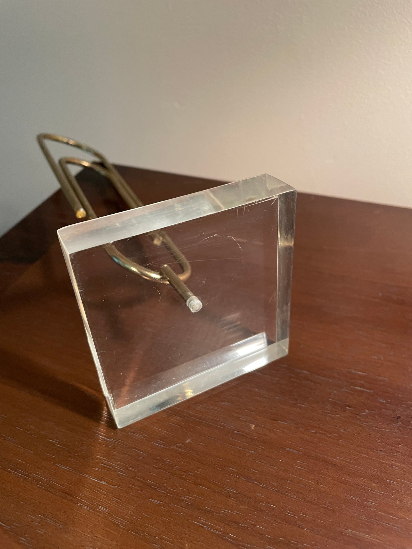 Jumbo Brass Paperclip on Lucite Base