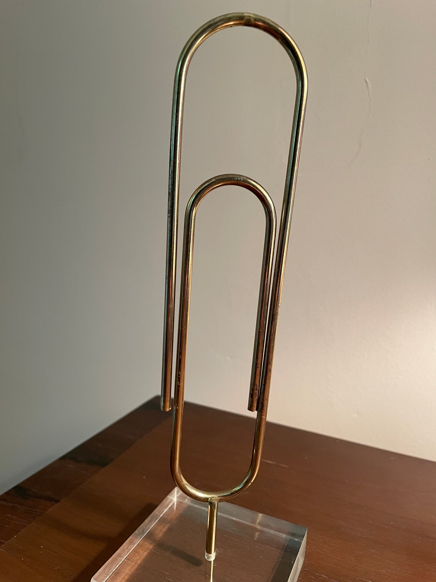 Jumbo Brass Paperclip on Lucite Base