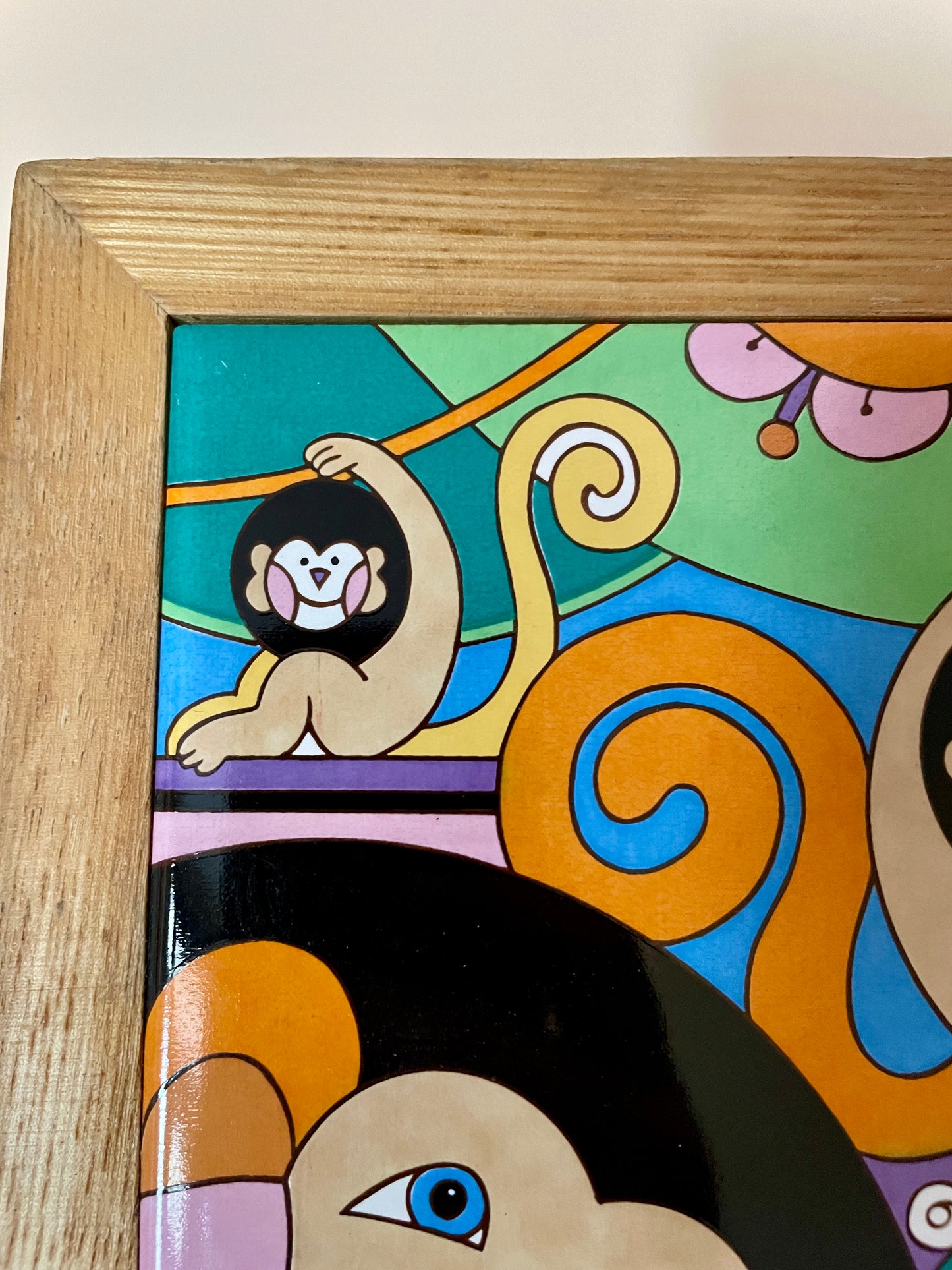 Framed Ceramic Monkey Tile