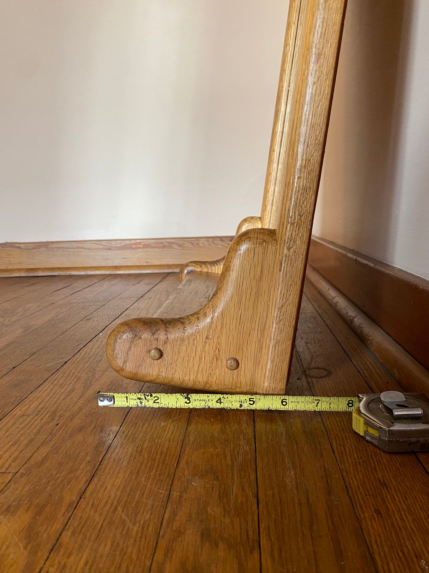 Arched Oak Frame Mirror with Shelf