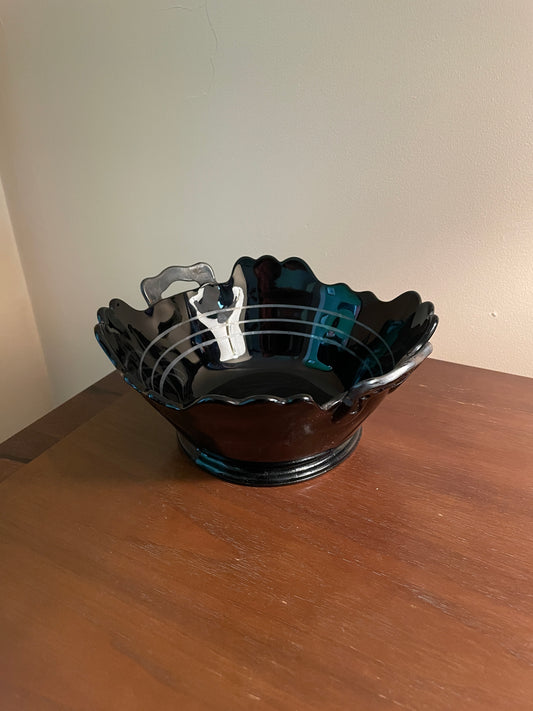 1930's Black Amethyst Bowl with Handles