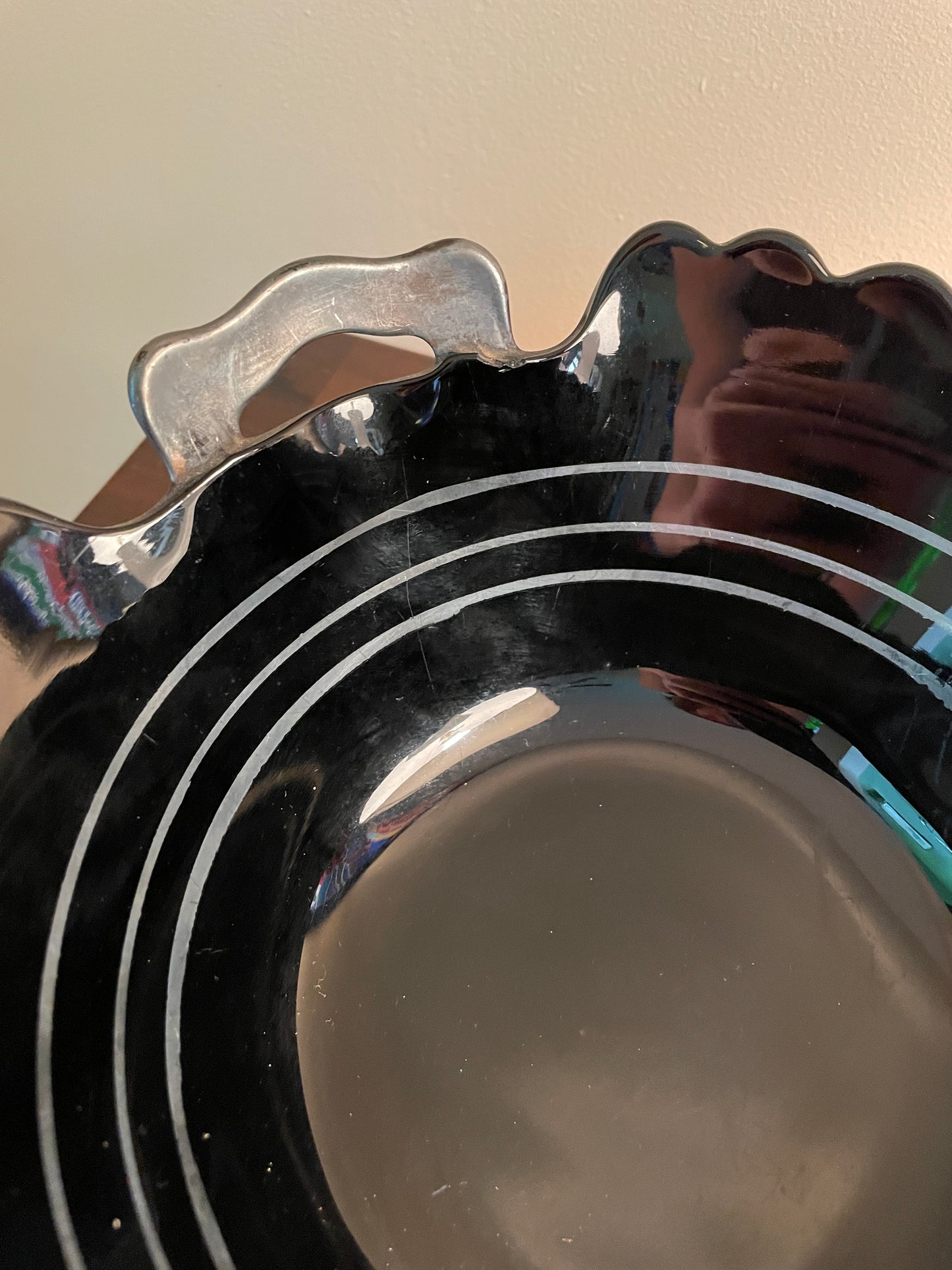 1930's Black Amethyst Bowl with Handles