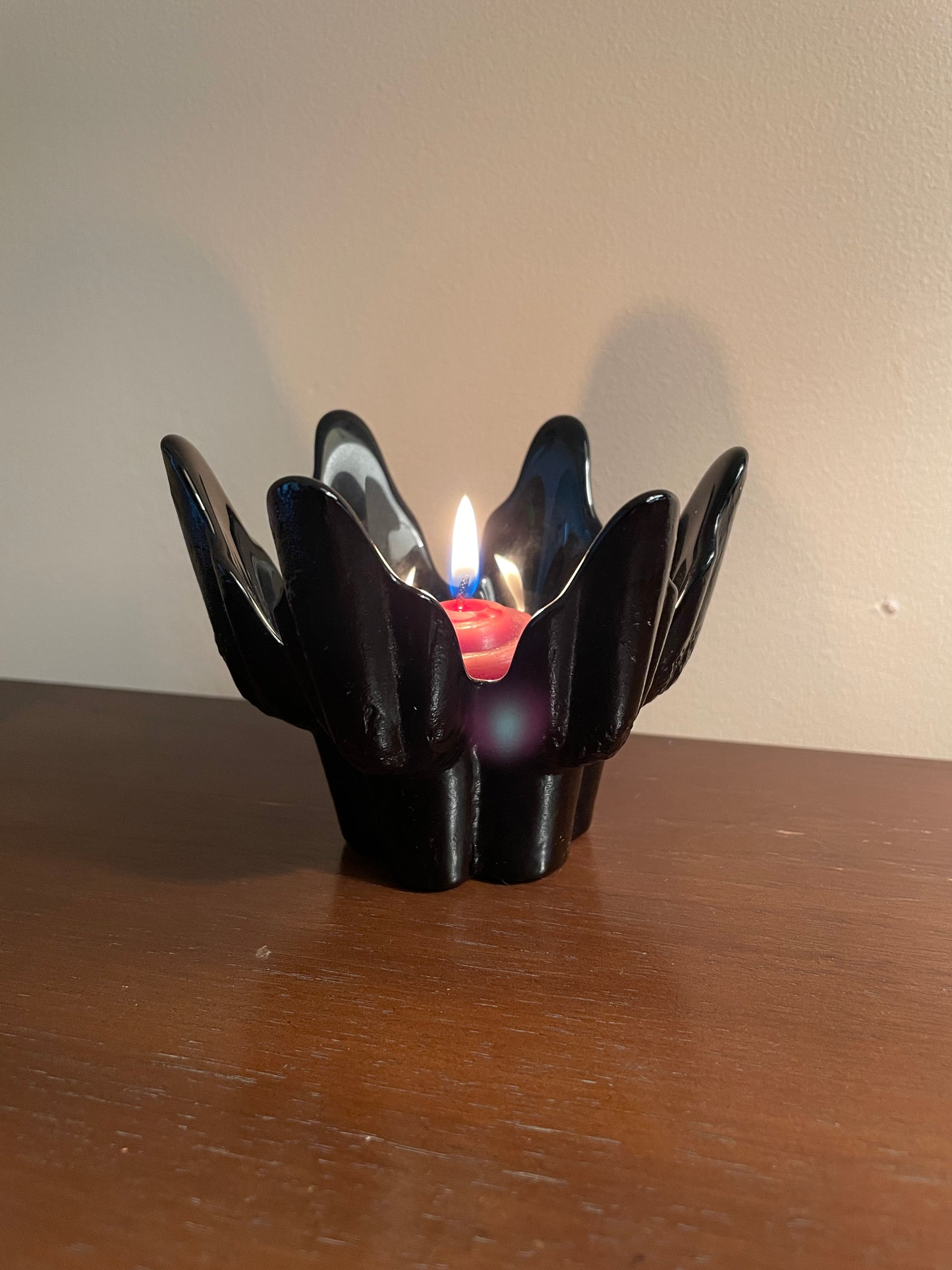 Black Glass Candleholder