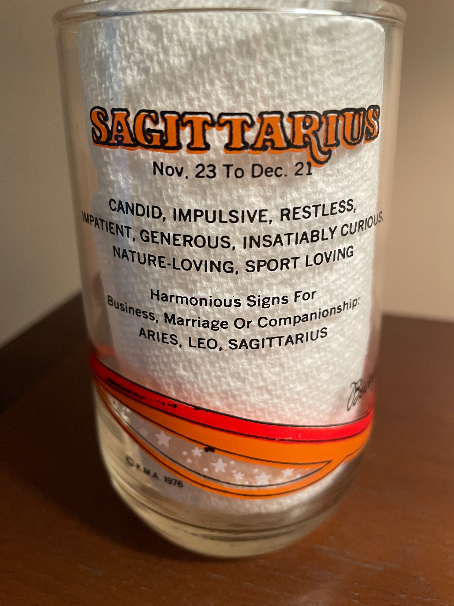 Sagittarius Zodiac Glass