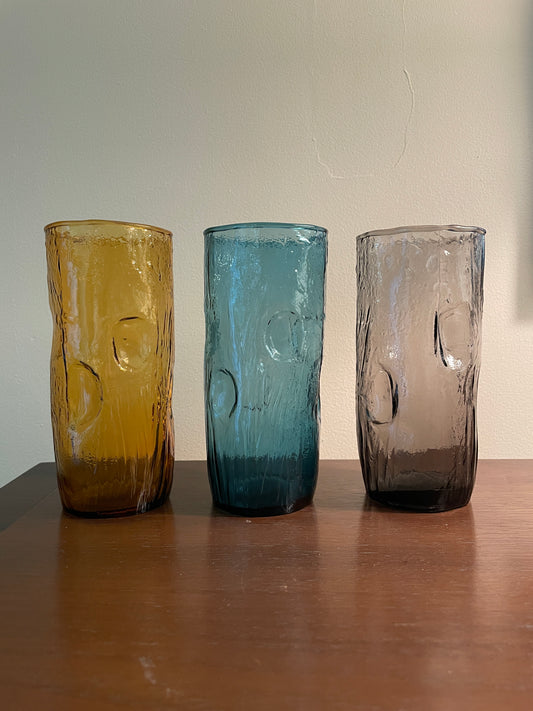 Set of Three Thumbprint Highball Glasses