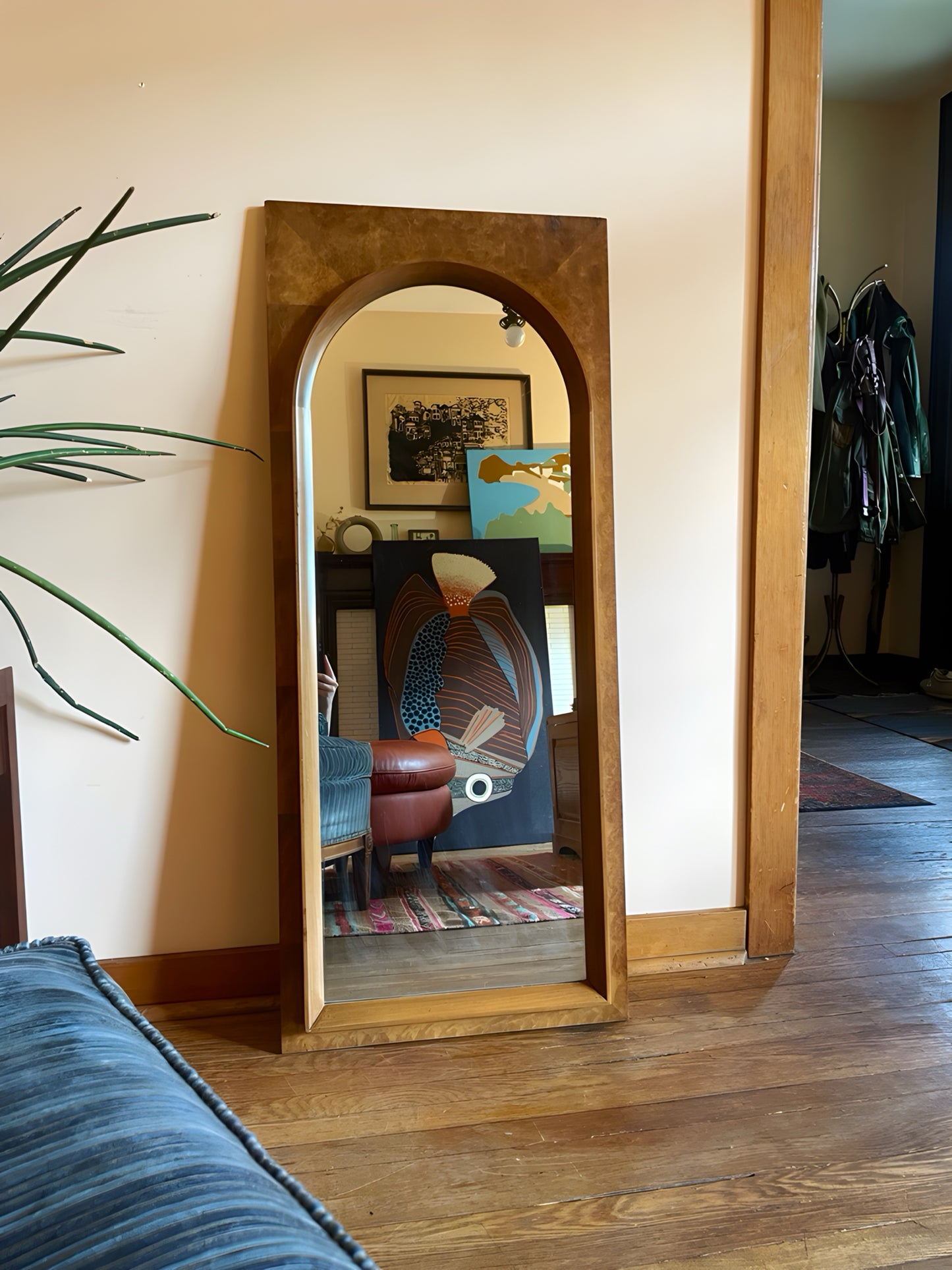 Arched Wood Framed Mirror