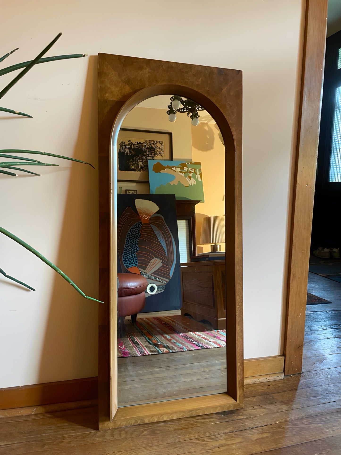 Arched Wood Framed Mirror