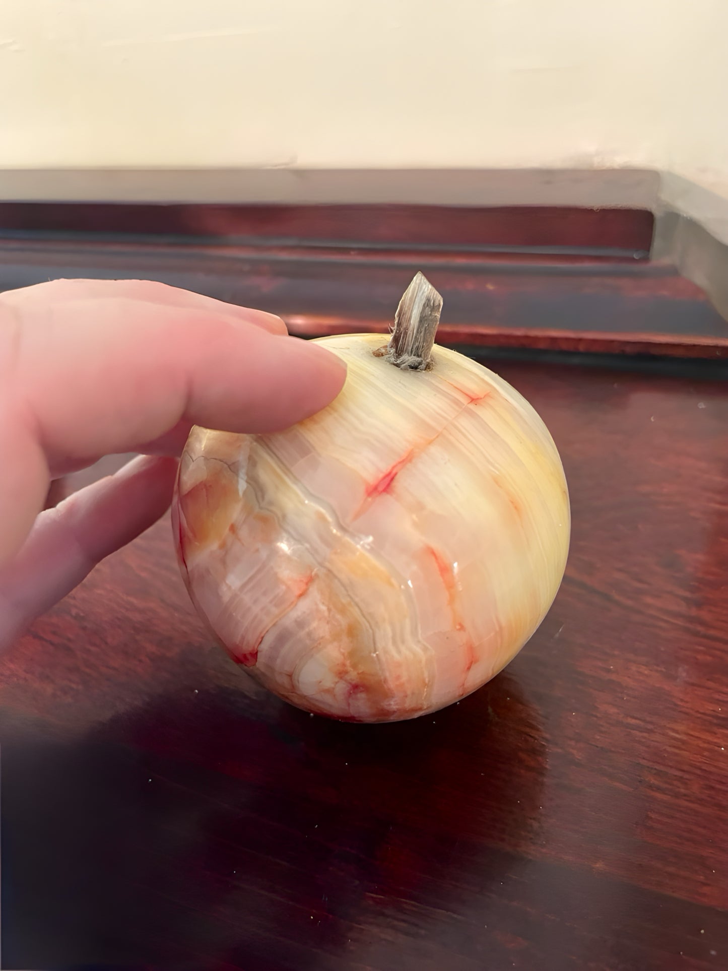 Marble Fruit Set in Sequoia Wood Bowl