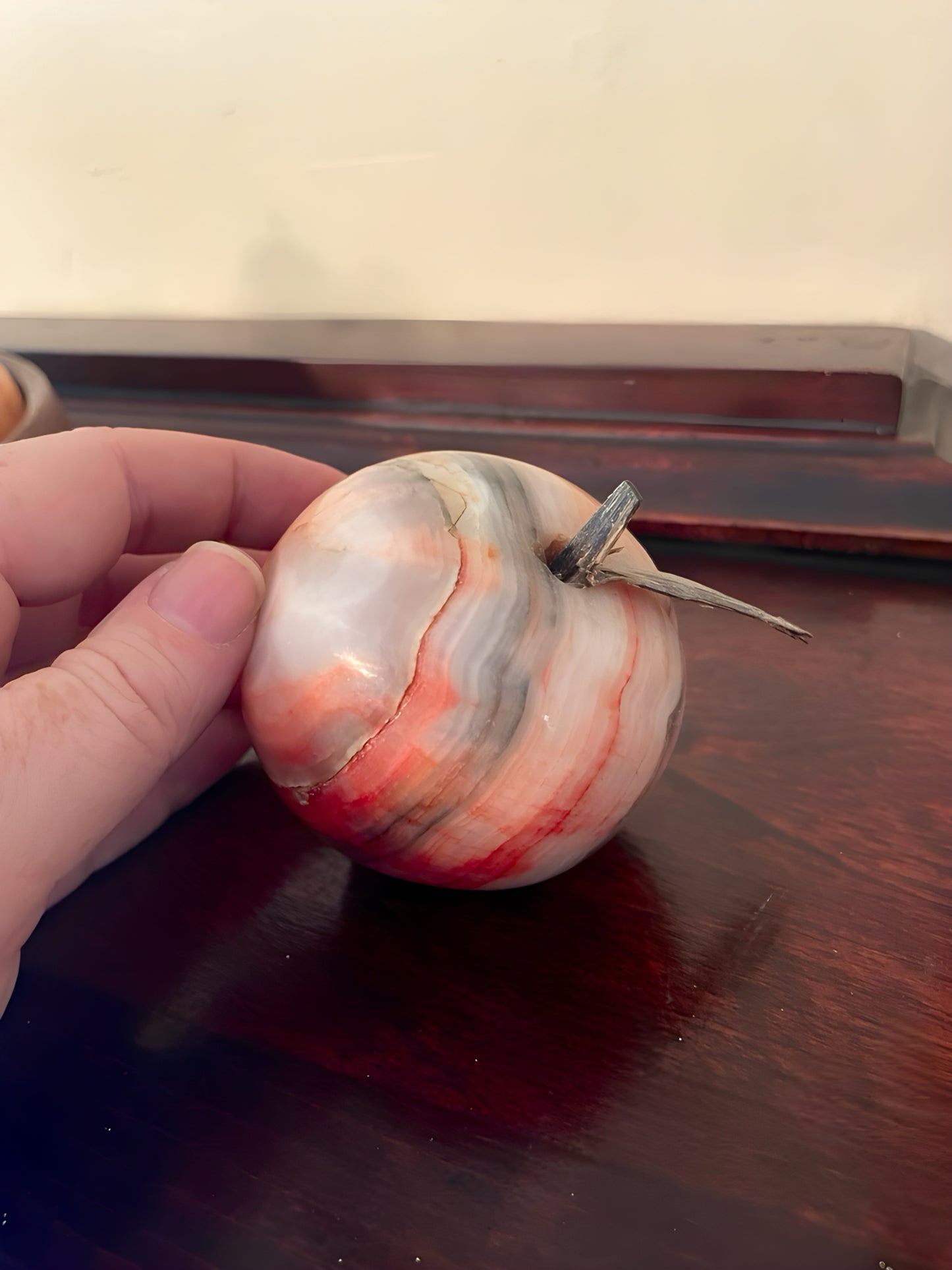 Marble Fruit Set in Sequoia Wood Bowl