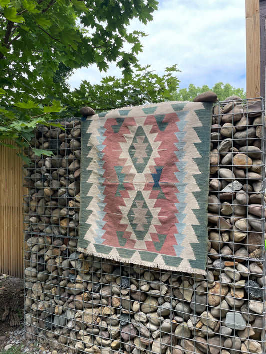 Turkish Kilim in Muted Pastels