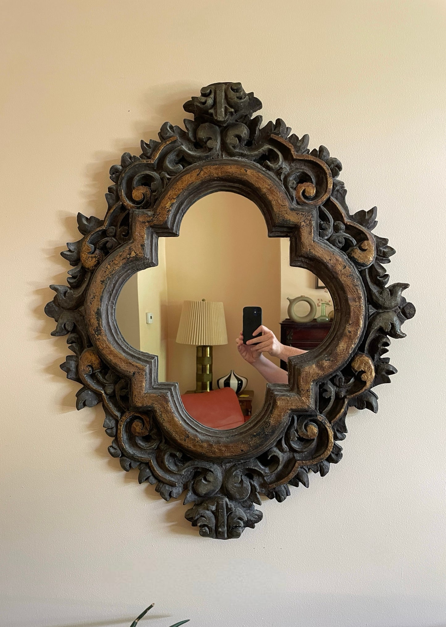 Ornate Gilded Quatrefoil Mirror